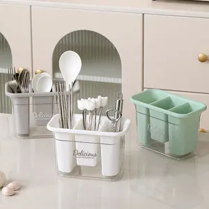 Storage Bottles Plastic Cutlery Container Folks Knives Spoon Organizer Pantry Canister Box Kitchen Items Utensil Holder Tools Drainer