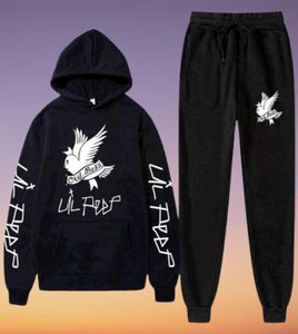 Con cappuccio da uomo della tuta da pista e pantaloni a due pezzi set di abbigliamento sportivo casual abito da corsa con felpa con cappuccio per fitness lil peep sweatshirt h12086618308