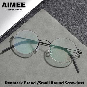 Sonnenbrillen Frames Dänemark Branddesigner Titangläser Rahmen Männer kleine runde schraublose verschreibungspflichtige Brille Frauen Myopia Brillen