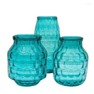 Vasos modernos simples cubo de água favo de mel azul polka dot vase vaso home decoração comprimido artesanato