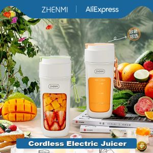 Juicers ZHENMI Cordless Electric Juicer Mini Portable Juice Blender 340mL for Kitchen Camping Smoothie Mixer Machine Home Appliance