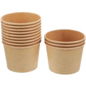 Bowls 12 Pcs Bracket Disposable Salad Containers Fruit Camping Supply Multi-function Cutlery Set Paper Kraft Noodle