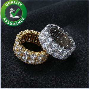 Iced On Ring Engagement Designer Men Rings Diamond Rings 9mm prata cúbica zirconia anel 14k Gold Bated Mens Weanding Ring For Women Promote Eternity Hip Hop Jóias