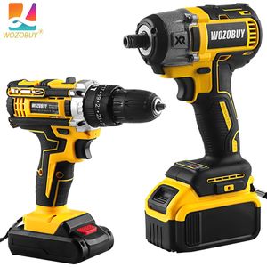 Wozobuy 21v trådlös borrbeladdningsbar elektrisk skruvmejsel Litiumbatteri Hushåll Multifunktion 2 Speed ​​Power Tools 240407