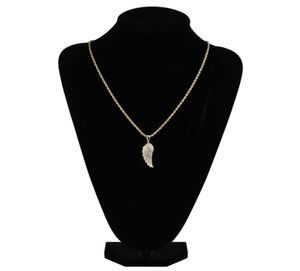 FashionGold White Gold Iced Out CZ Zirconia Lovers Angel Wing Necklace Chain Hip Hop Feather Wing Rapper Jewelry Gifts Fo2893435