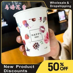 Copas descartáveis palhas de alta qualidade Take Away Coffee Milk Tea Paper Cup com logotipo personalizado para o seu material de festa de marca 250ml