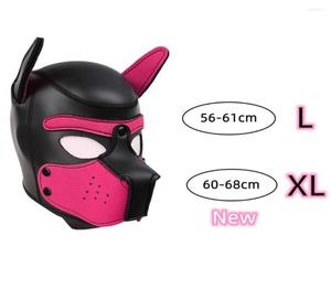 Party Masks XL Code Märke Öka stor storlek valp cosplay vadderat gummi full huvmask med öron för män kvinnor hund roll pla1276833