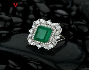 OEVAS 100 925 Sterling Silver Synthesis Emerald Wedding Rings For Women Sparkling High Carbon Diamond Party Fine Jewelry Gifts4480786