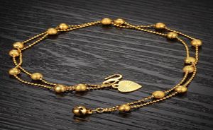 Lucky 18k gult guldfyllda dubbla pärlor kedjor anklets smycken kvinnor gåva232l5220854