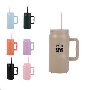 50 oz Mug Tumbler With Handle and Straw Lid Vacuum Insulated Stainless Steel Large Travel Cup 50oz Water Bottle Leak-Proof Lid. Unique Gifts for Women Men. HSK002