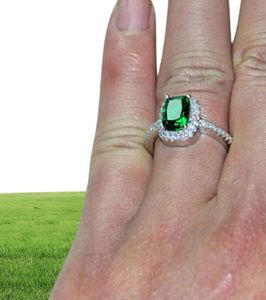 Wielka promocja 3CT Real 925 Element Silver Ring Diamond Element Emerald Stone Pierścienie dla kobiet w całej biżuterii zaręczynowej 9612443