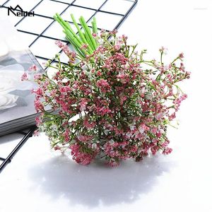 Dekorativa blommor melda konstgjorda blomma plastiska babysbreath dekor röda bröllop bukett hem dekoration falsk