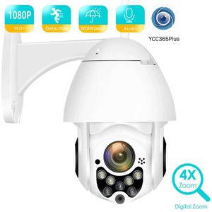 IP -kameror Besder 1080p PTZ Speed ​​Dome IP -kamera utomhusvattentät IP66 WiFi Security Camera 4x Digital Zoom Tway Audio App YCC365 24413