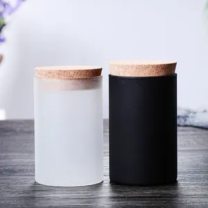 Ljushållare värmebeständig vit svart anpassad färghållare frostad hög borosilikatglasburk med bambu lock 2 st/set