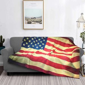 Filtar Grand Old Flag Printing High Qiality Warm Flanell Filt American USA United States America Real Floating Waving