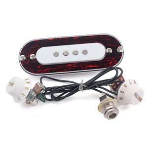 4 Sträng gitarrljudhål pickup för akustisk elektrisk cigarrbox gitarr röd sköldpadda skal oval skyddsplatta tillbehör