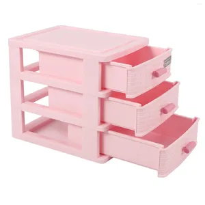 Party Decoration Plastic Drawer Designad 3 fack smycken förvaringslåda rosa