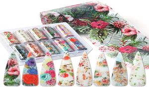 Adesivi decalcomanie 10pcs fogli unghie fiori foglia arte trasferimento di trasferimento artiera avvolgimento decorazioni di manicure fai -da -te laxkh405414954232