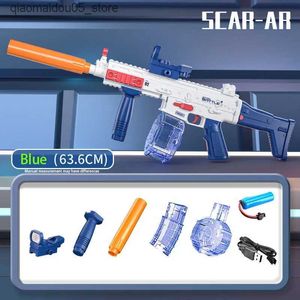Sand Play Water Fun Beach toy summer fully automatic water gun with charging light continuous shooting party game childrens space splash toy gift Q240413