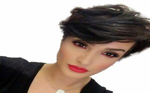 Pixie Cut Wig Human Hair Natural straight Full Machine made Brazilian Short Wig For Women Non Lace Wigs7120085