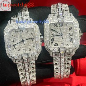 10a Ny ankomst Moissanite Diamonds Watch Mens Missfox Square Full Iced Out Watches höjda diamantarmband Automatiskt Watch Pass Test