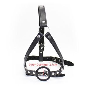 Bdsm bondage sex leksaker sm slave huvud sele gag läder öppen mun o ring apertural plug oral för par vuxna spel sexuell prod5483219