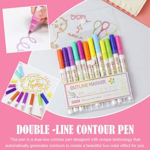 Double Line Outline Art Marker Pen Diy Graffiti Outline Scrapbook Highlighter Poster Diary Marker Marker Pen Pen K2m1