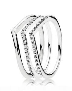 Neuer 925 Sterling Silver Wish Ring Stapel Ring mit CZ Stone Fit Schmuck Engagement Hochzeitsliebhaber Mode Ring9661763