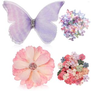 Flores decorativas 100 PCs Conjunto de flores de borboleta Faux Heads Floral Casamento Casamento Apliques Butterflies para buquê