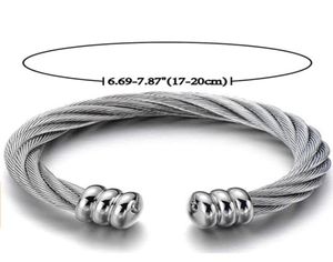 Büyük Elastik Ayarlanabilir Paslanmaz Çelik Twist manşet bileklik Erkekler için Kadın Mücevherleri Gümüş Altın2124887