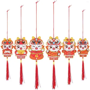 Dekorative Figuren 2024 Chinesisches Jahr Drachendekoration 6PCS Zodiac Anhänger R Hanging Spring Festival Home Car Decor Bild 3