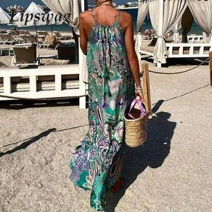 Casual Dresses Women 2024 Sexy Off Shoulder Halter Dress All Match Summer Pattern Print Hawaii Vocation Elegant Loose Hem Bohemian