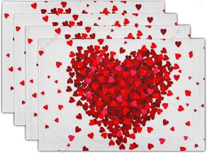 Настольные коврики Red Hearts Plactemats для кухонной столовой 4 из 4 Святого Дня Святого Дня льня