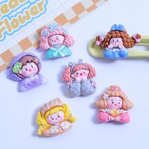 Dekorativa figurer 10st Kawaii Harts Flower Girl Flatback Cabochon Scrapbooking för telefondekoration DIY Handgjorda smycken