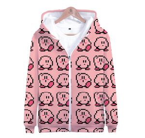 Winter Mens Jackets and Coats Anime Kirby 3D Hoodie Fleece Zipper Hooded Sweatshirt Outwear Warm Coat Kawaii Clothes Cosplay197y5819131