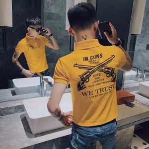 Camisetas de pólo masculino Goth Grunge Streetwear Hip Hop com camiseta de colar