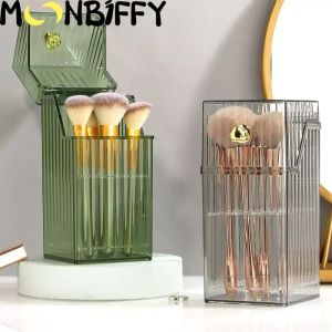 Kits Light Luxury Makeup Brushes Organizer med locket Transparent Cosmetics Storage Box Holder Lipstick Box Dammtät skönhetsverktyg