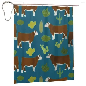 Cortinas do chuveiro Hereford Cow Table Cattle Curtain para banho de banho de banho personalizado de banheira com ganchos de ferro decoração de casa 60x72in