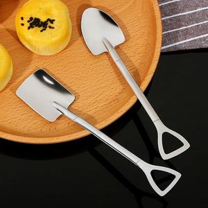 Coffee Scoops 304 Stainless Steel Spoon Creative Retro Dessert Shovel Watermelon Ice Cream Spoons Tip Flat Gift Tableware Home