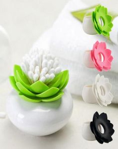 Whole Lotus Cotton Swabs Holder Qtips Stand Toothpick Storage Box Home Decoration3281753
