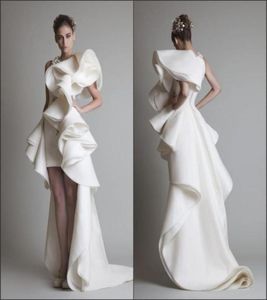 Design exclusivo 2019 Vestidos de noiva com jóias Apliques de babados bainha Hilo organza Novo marfim de marfim costumado Krikor Jabotian Brid6939835