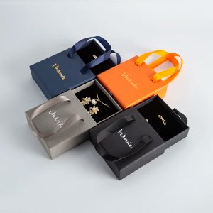 24шт персонализированные ювелирные ящики коробка портативная украшения упаковка на заказ логотип печатные серьги с серьгами кольцо картон подарочная коробка
