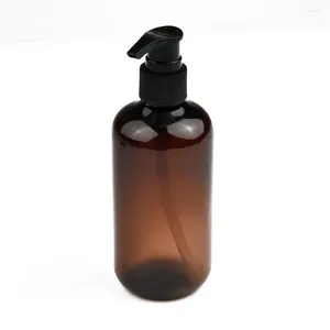 Liquid Soap Dispenser -flaskor pump för salonger spa eller hemanvänd klassisk flaskstil tom husdjur 4 st brun