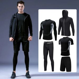 Sets Men's Running Suits Sports Tights Training Set Jogging Sportswear Compressive Gym Fitness Suit Running Clothes Plus Size 4XL