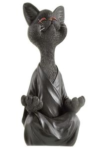 気まぐれな黒仏猫の置物瞑想ヨガ収集可能な幸せな装飾アート彫刻庭の彫像ホームデコレーション2779568