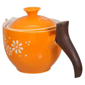 Dinnerware Sets Coffee Pot Ceramic Teapot Travel Japanese Rotating Maker Wood Anti-scalding Handle
