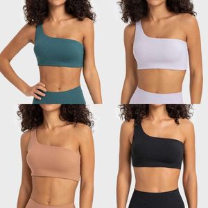 Neuer gestreifter gerippter Single -Gurt -Yoga Sport BH mit Hanging Hollow Back Fitness Sportswear Frauen Unterwäscheweste