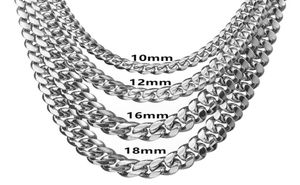 618mm Stainless Steel Cuban Miami Chains Necklaces Big Heavy Silver Color Link Chain for Men HipHop Rock jewelry6255563