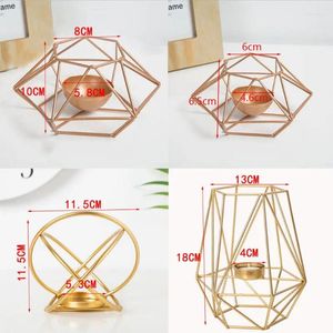 Candle Holders Modern Wrought Iron Geometric Holder Gold Candlestick Tea Light Crafts For Home Party Wedding Decor Ornaments G99A