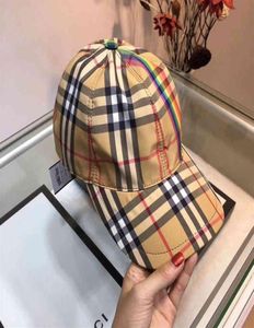 Designer Burbberies Ball Cpas New England Plaid rainbow men039s women039s universal baseball cap Plaid versatile four season4929214